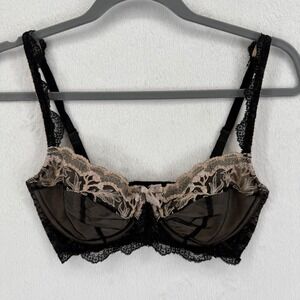 Fayreform 32DD Black Floral‎ Embroidered Lace Underwire Bra